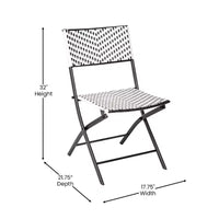 Ensemble bistrot pliant trois pièces Flash Furniture Rouen en rotin PE avec structures métalliques pour usage intérieur et extérieur