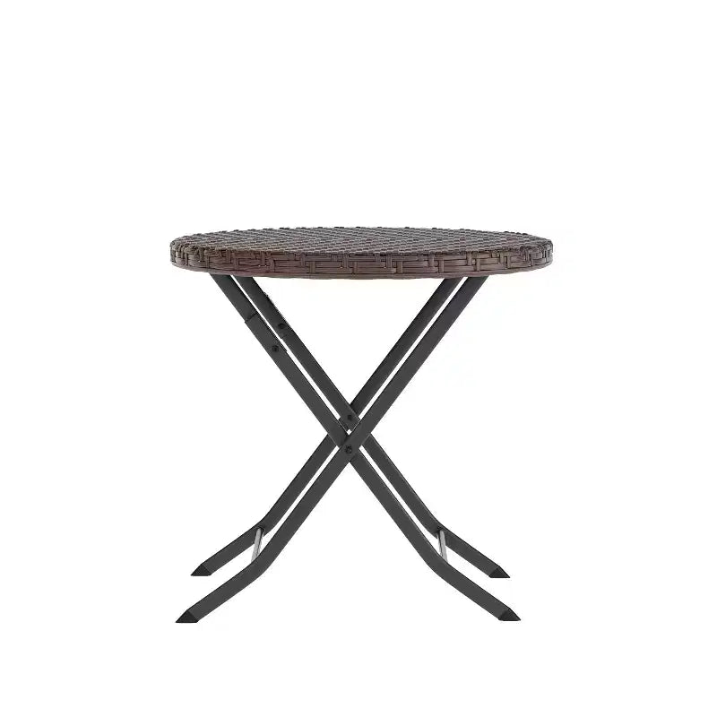 Ensemble bistrot pliant trois pièces Flash Furniture Rouen en rotin PE avec structures métalliques pour usage intérieur et extérieur