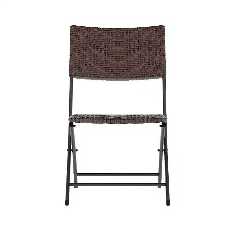 Ensemble bistrot pliant trois pièces Flash Furniture Rouen en rotin PE avec structures métalliques pour usage intérieur et extérieur