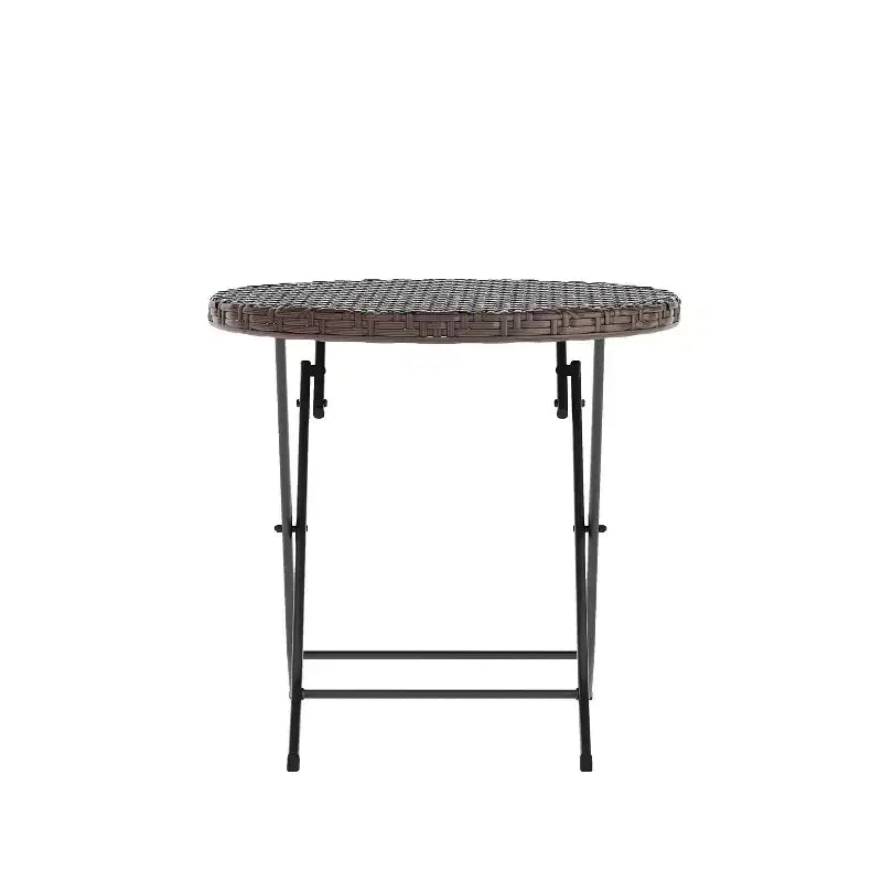 Ensemble bistrot pliant trois pièces Flash Furniture Rouen en rotin PE avec structures métalliques pour usage intérieur et extérieur