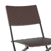 Ensemble bistrot pliant trois pièces Flash Furniture Rouen en rotin PE avec structures métalliques pour usage intérieur et extérieur