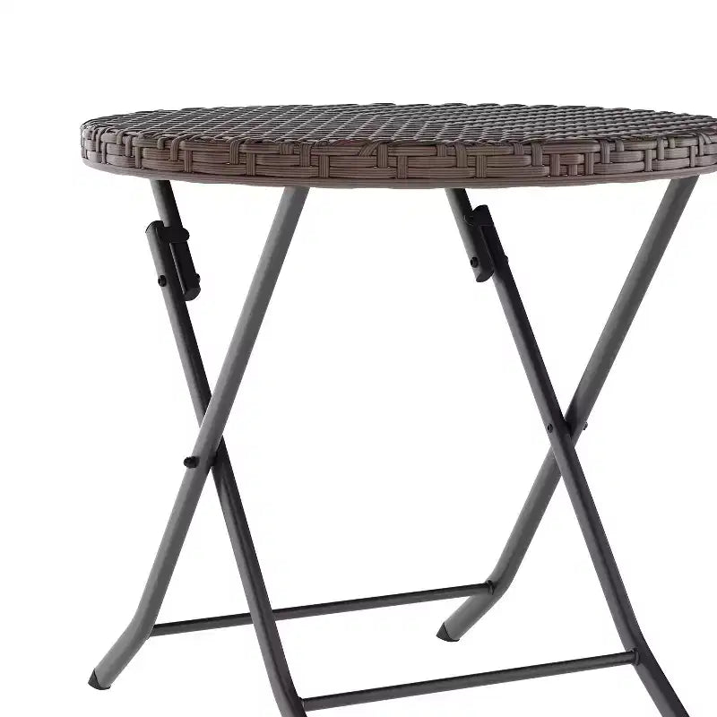 Ensemble bistrot pliant trois pièces Flash Furniture Rouen en rotin PE avec structures métalliques pour usage intérieur et extérieur
