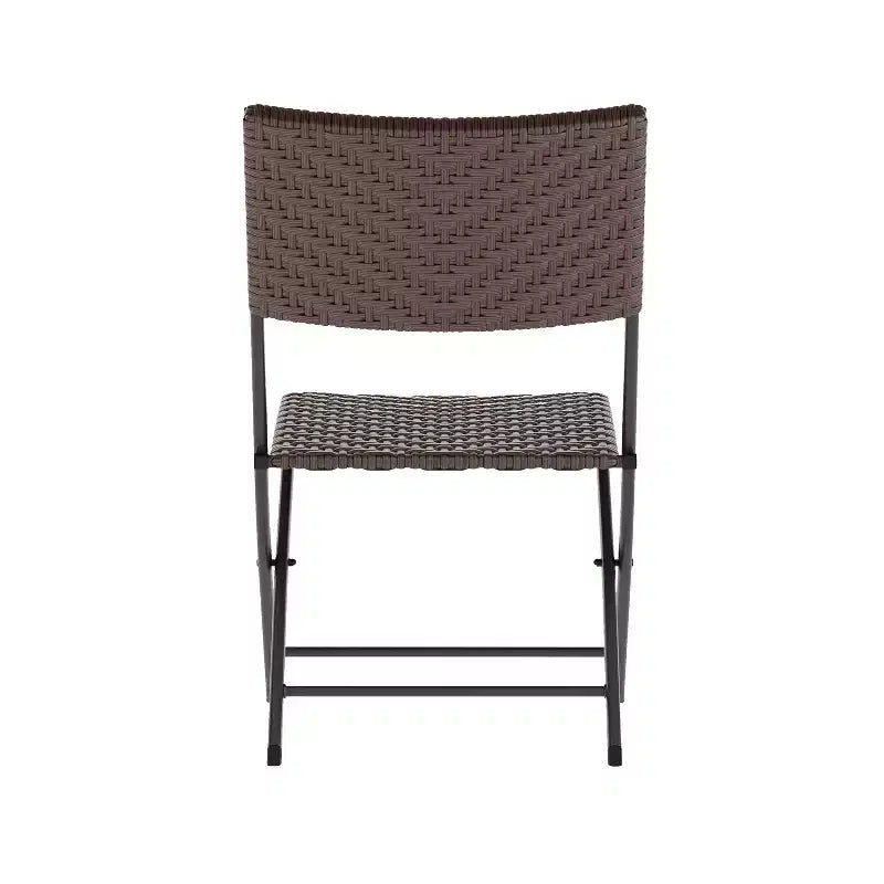 Ensemble bistrot pliant trois pièces Flash Furniture Rouen en rotin PE avec structures métalliques pour usage intérieur et extérieur