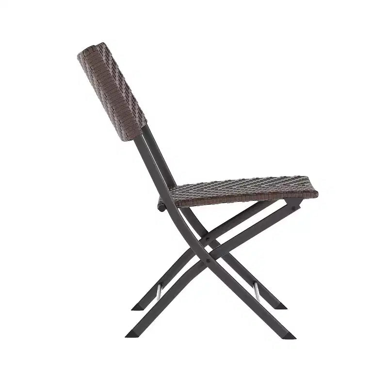 Ensemble bistrot pliant trois pièces Flash Furniture Rouen en rotin PE avec structures métalliques pour usage intérieur et extérieur