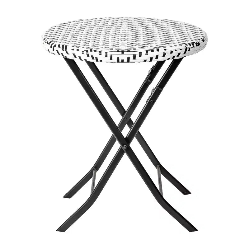 Ensemble bistrot pliant trois pièces Flash Furniture Rouen en rotin PE avec structures métalliques pour usage intérieur et extérieur