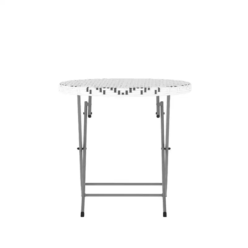 Ensemble bistrot pliant trois pièces Flash Furniture Rouen en rotin PE avec structures métalliques pour usage intérieur et extérieur