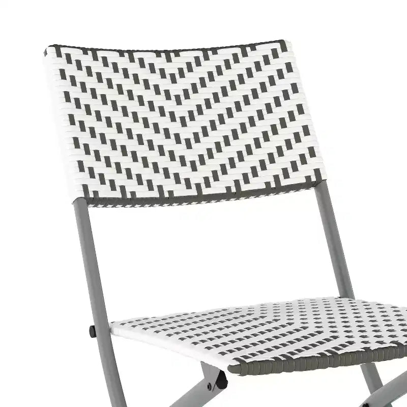 Ensemble bistrot pliant trois pièces Flash Furniture Rouen en rotin PE avec structures métalliques pour usage intérieur et extérieur