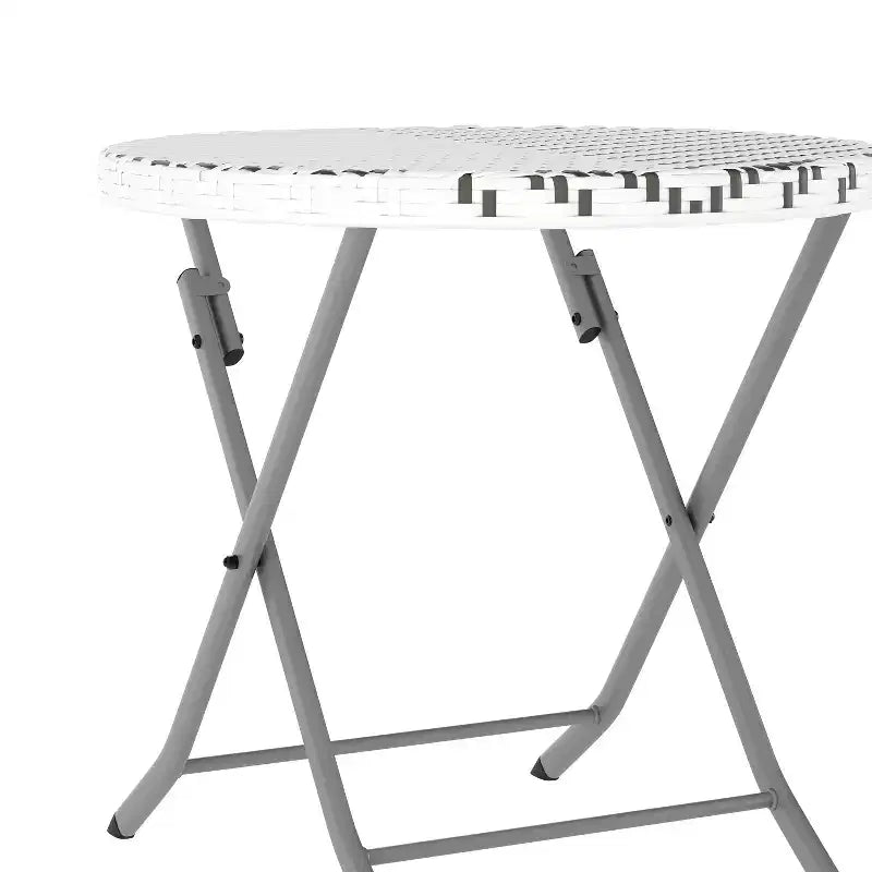 Ensemble bistrot pliant trois pièces Flash Furniture Rouen en rotin PE avec structures métalliques pour usage intérieur et extérieur