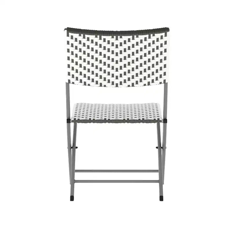 Ensemble bistrot pliant trois pièces Flash Furniture Rouen en rotin PE avec structures métalliques pour usage intérieur et extérieur