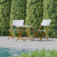 Ensemble bistrot pliant trois pièces Flash Furniture Rouen en rotin PE avec structures métalliques pour usage intérieur et extérieur