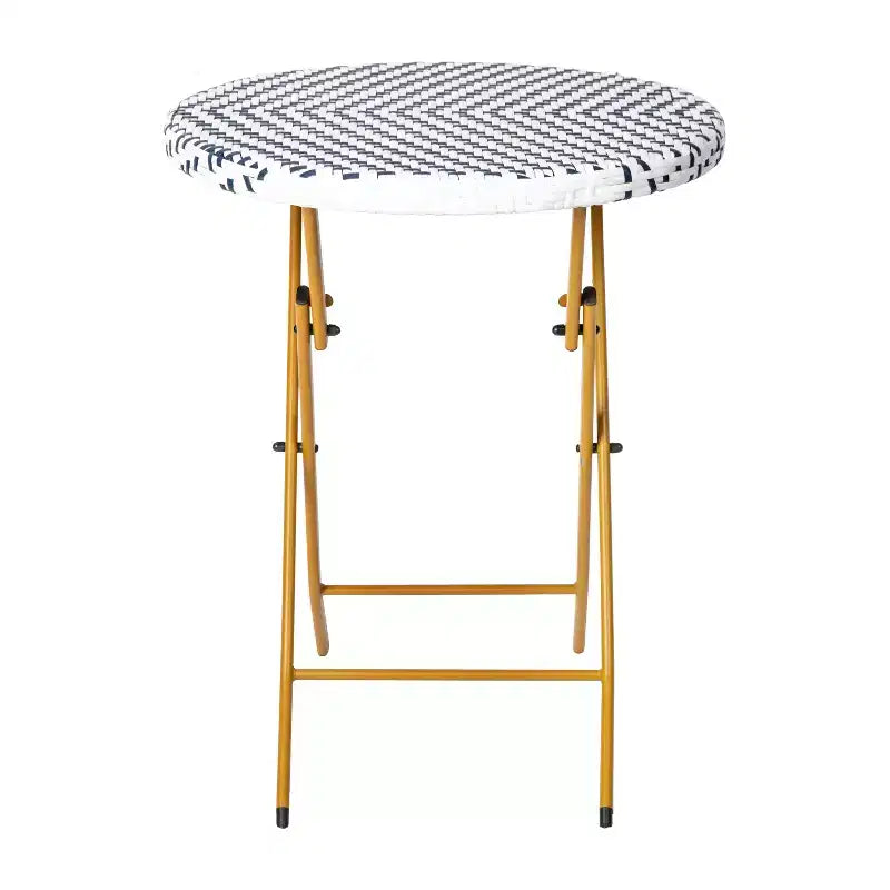 Ensemble bistrot pliant trois pièces Flash Furniture Rouen en rotin PE avec structures métalliques pour usage intérieur et extérieur