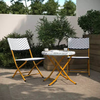 Ensemble bistrot pliant trois pièces Flash Furniture Rouen en rotin PE avec structures métalliques pour usage intérieur et extérieur