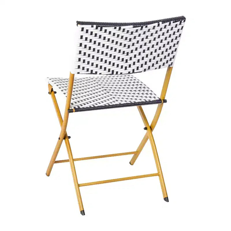 Ensemble bistrot pliant trois pièces Flash Furniture Rouen en rotin PE avec structures métalliques pour usage intérieur et extérieur