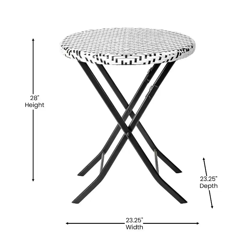 Ensemble bistrot pliant trois pièces Flash Furniture Rouen en rotin PE avec structures métalliques pour usage intérieur et extérieur