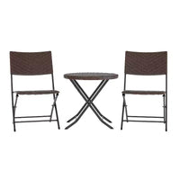 Flash Furniture Rouen Three Piece Folding Bistro Set in PE Rattan with Metal Frames for Indoor and Outdoor Use