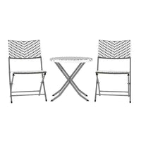 Ensemble bistrot pliant trois pièces Flash Furniture Rouen en rotin PE avec structures métalliques pour usage intérieur et extérieur