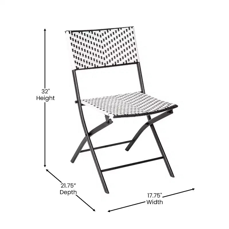 Emma & Oliver Ciel, ensemble de bistro pliable trois pièces en rotin PE avec cadres en métal pour une utilisation intérieure et extérieure