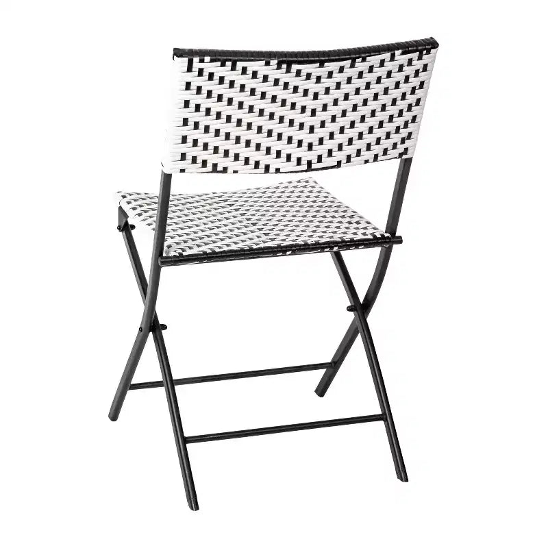 Emma & Oliver Ciel, ensemble de bistro pliable trois pièces en rotin PE avec cadres en métal pour une utilisation intérieure et extérieure