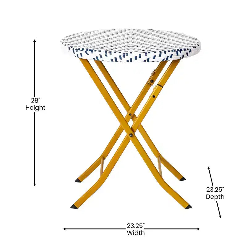 Emma & Oliver Ciel, ensemble de bistro pliable trois pièces en rotin PE avec cadres en métal pour une utilisation intérieure et extérieure