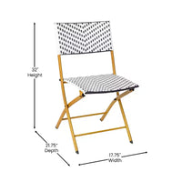 Emma & Oliver Ciel, ensemble de bistro pliable trois pièces en rotin PE avec cadres en métal pour une utilisation intérieure et extérieure