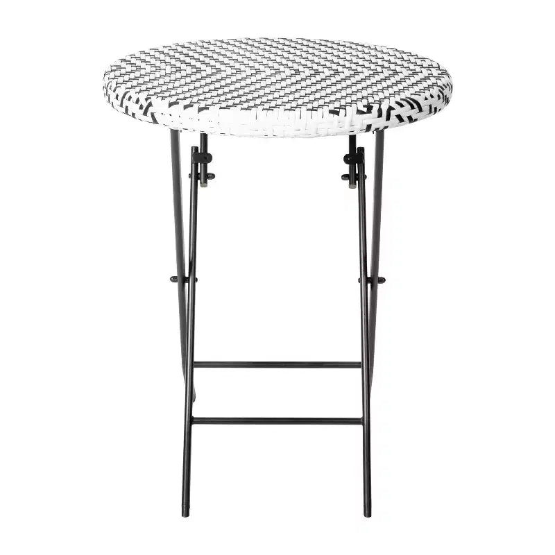 Emma & Oliver Ciel, ensemble de bistro pliable trois pièces en rotin PE avec cadres en métal pour une utilisation intérieure et extérieure