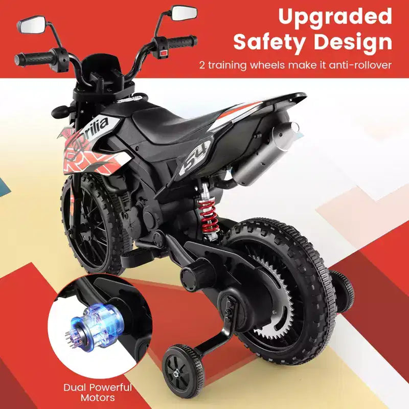 Costway Moto électrique pour enfants Aprilia 12 V avec lumière et musique