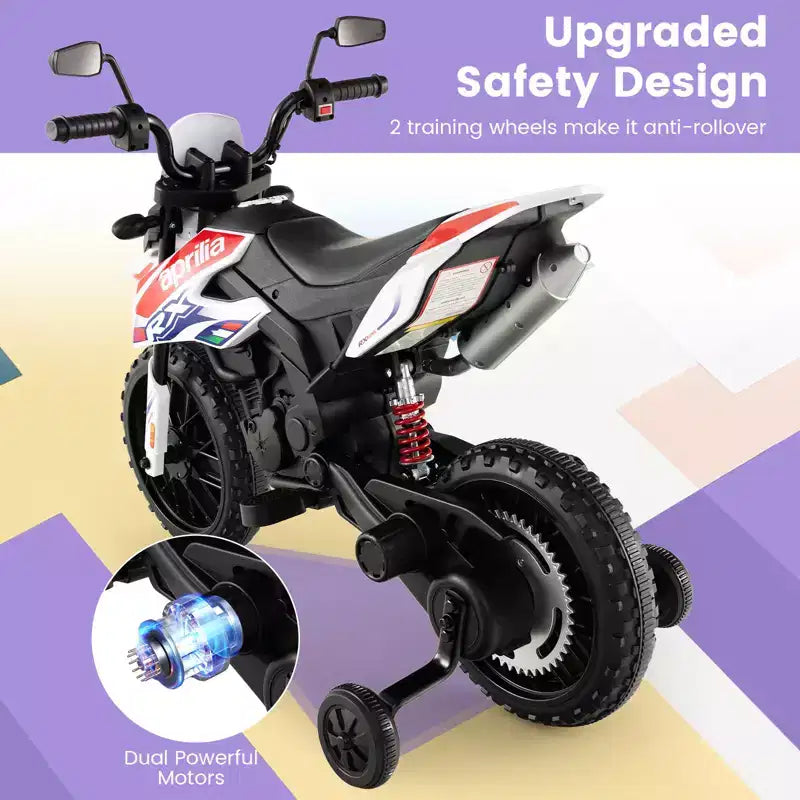 Costway Moto électrique pour enfants Aprilia 12 V avec lumière et musique