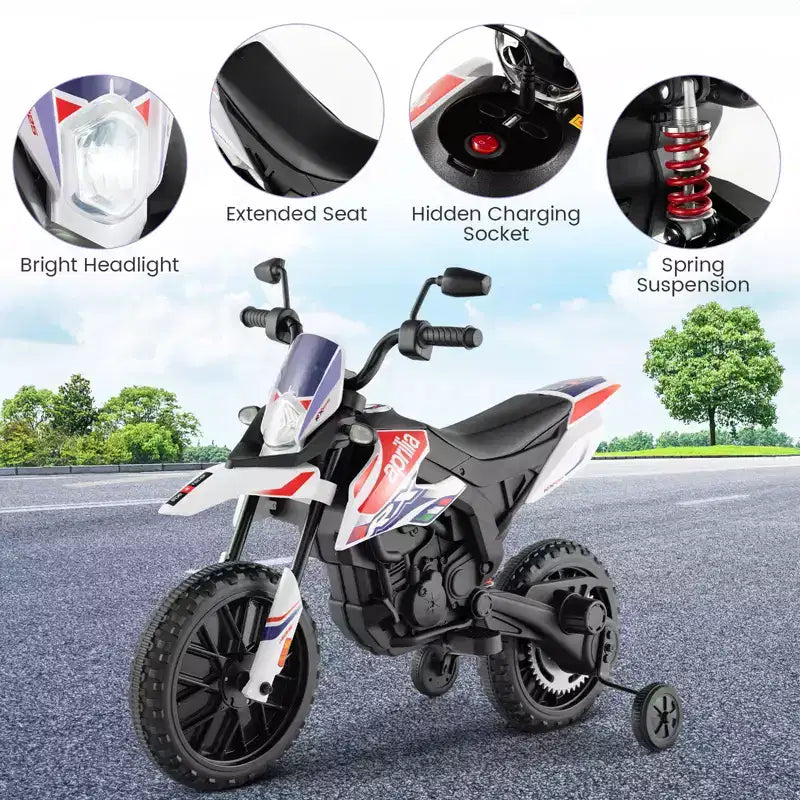 Costway Moto électrique pour enfants Aprilia 12 V avec lumière et musique
