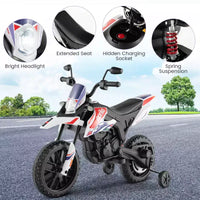 Costway Moto à enfourcher 12V Aprilia sous licence pour enfants, moto cross électrique avec lumière et musique