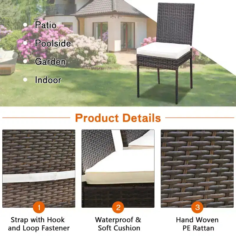 Costway Ensemble de 10 Pièces de Salle à Manger en Rotin pour Patio, Table en Verre, Chaises à Dossier Haut, Jardin, Terrasse, Marron Mixte
