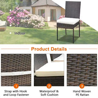 Costway Ensemble de 10 Pièces de Salle à Manger en Rotin pour Patio, Table en Verre, Chaises à Dossier Haut, Jardin, Terrasse, Marron Mixte