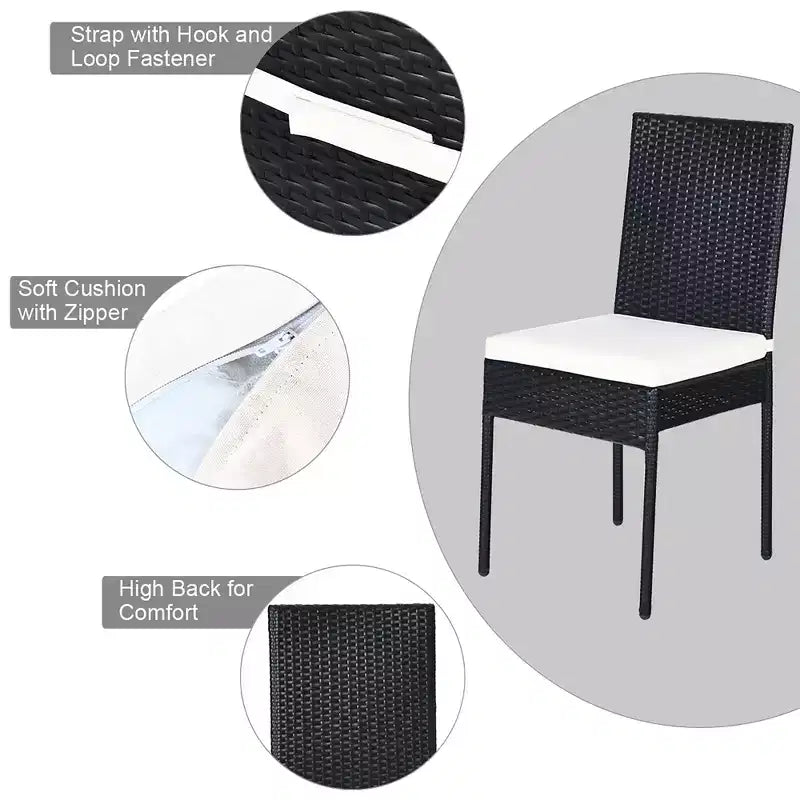 Costway Ensemble de salle à manger 10 pièces en rotin pour patio, table et chaises coussinées avec plateau en verre, mobilier de jardin