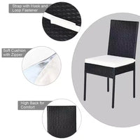 Costway Ensemble de salle à manger 10 pièces en rotin pour patio, table et chaises coussinées avec plateau en verre, mobilier de jardin