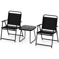 Costway Ensemble 3 pièces chaises et table de conversation pliantes, métal d'extérieur très résistant, portable