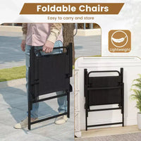 Costway Ensemble 3 pièces chaises et table de conversation pliantes, métal d'extérieur très résistant, portable