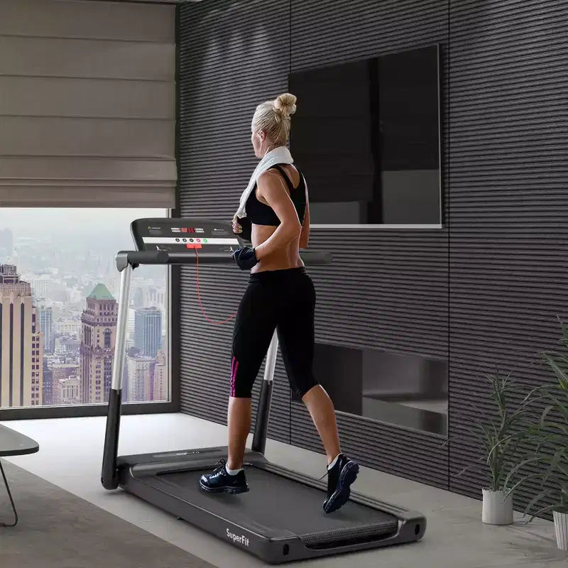 Tapis de course électrique pliable Costway 2,25 CV avec écran LED, contrôle par application, pour la course et la marche, pour la gym
