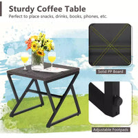Costway Ensemble de 3 chaises à bascule en rotin et osier avec table de bistro et coussins pour jardin
