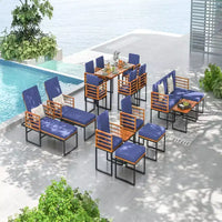 Costway Ensemble bistrot 3 pièces en bois d'acacia pour terrasse avec chaises et table rembourrées pour l'extérieur