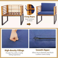 Costway Ensemble bistrot 3 pièces en bois d'acacia pour terrasse avec chaises et table rembourrées pour l'extérieur