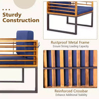 Costway Ensemble bistrot 3 pièces en bois d'acacia pour terrasse avec chaises et table rembourrées pour l'extérieur