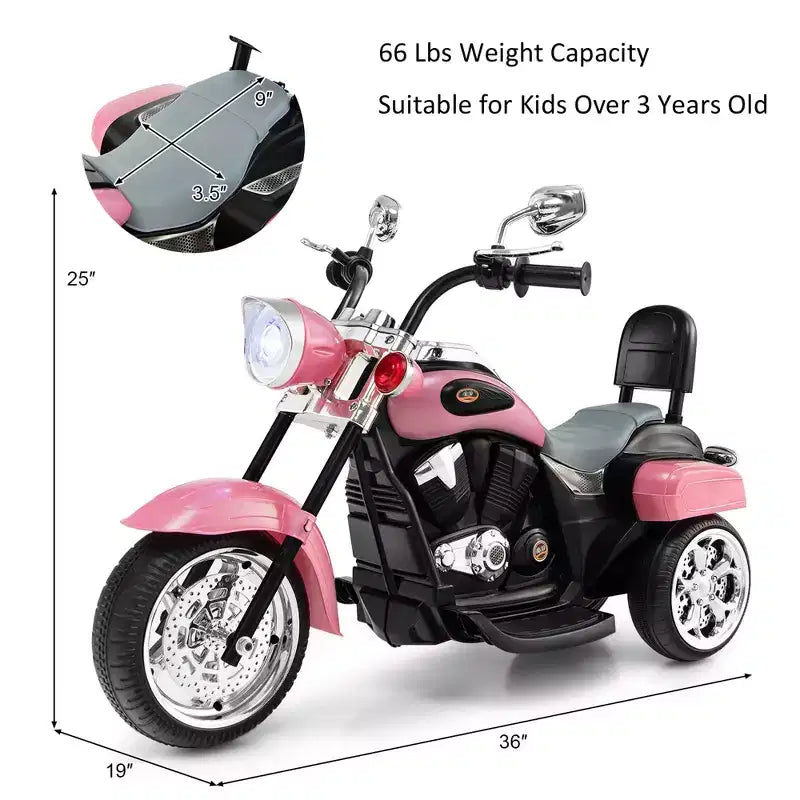 Moto électrique 3 roues 6V pour enfants Costway Bleu/Rose/Blanc/Rouge