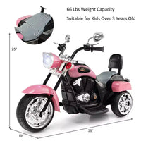 Moto électrique 3 roues 6V pour enfants Costway Bleu/Rose/Blanc/Rouge