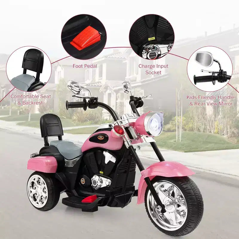 Moto électrique 3 roues 6V pour enfants Costway Bleu/Rose/Blanc/Rouge