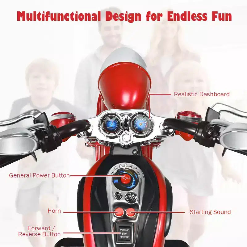 Moto électrique 3 roues 6V pour enfants Costway Bleu/Rose/Blanc/Rouge