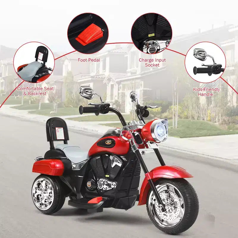 Moto électrique 3 roues 6V pour enfants Costway Bleu/Rose/Blanc/Rouge