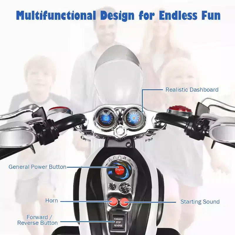 Moto électrique 3 roues 6V pour enfants Costway Bleu/Rose/Blanc/Rouge