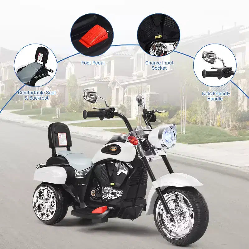 Moto électrique 3 roues 6V pour enfants Costway Bleu/Rose/Blanc/Rouge