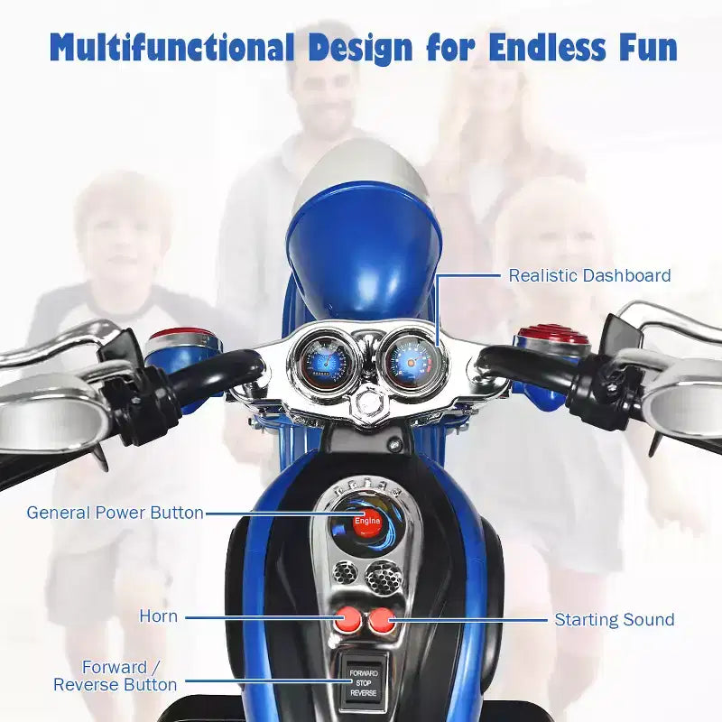 Moto électrique 3 roues 6V pour enfants Costway Bleu/Rose/Blanc/Rouge