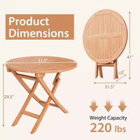 Costway Ensemble bistro de salle à manger de terrasse en bois de teck d'Indonésie 3 pièces, chaise et table pliantes à lattes