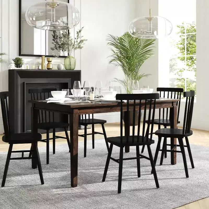 Flash Furniture Henry Table à manger en bois massif, qualité commerciale robuste, table rectangulaire en bois pour 6